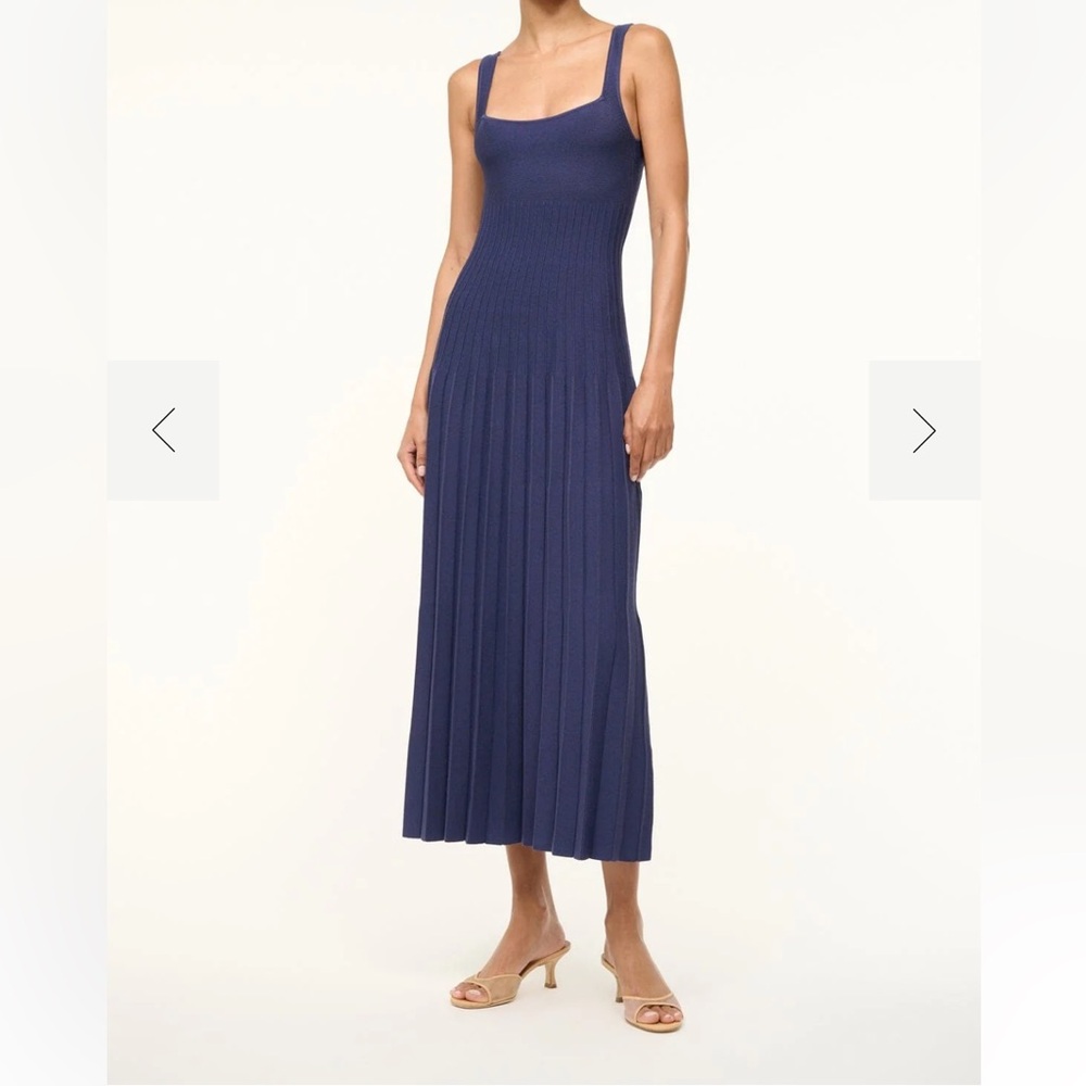 STAUD Deep Blue A-Line Skirt